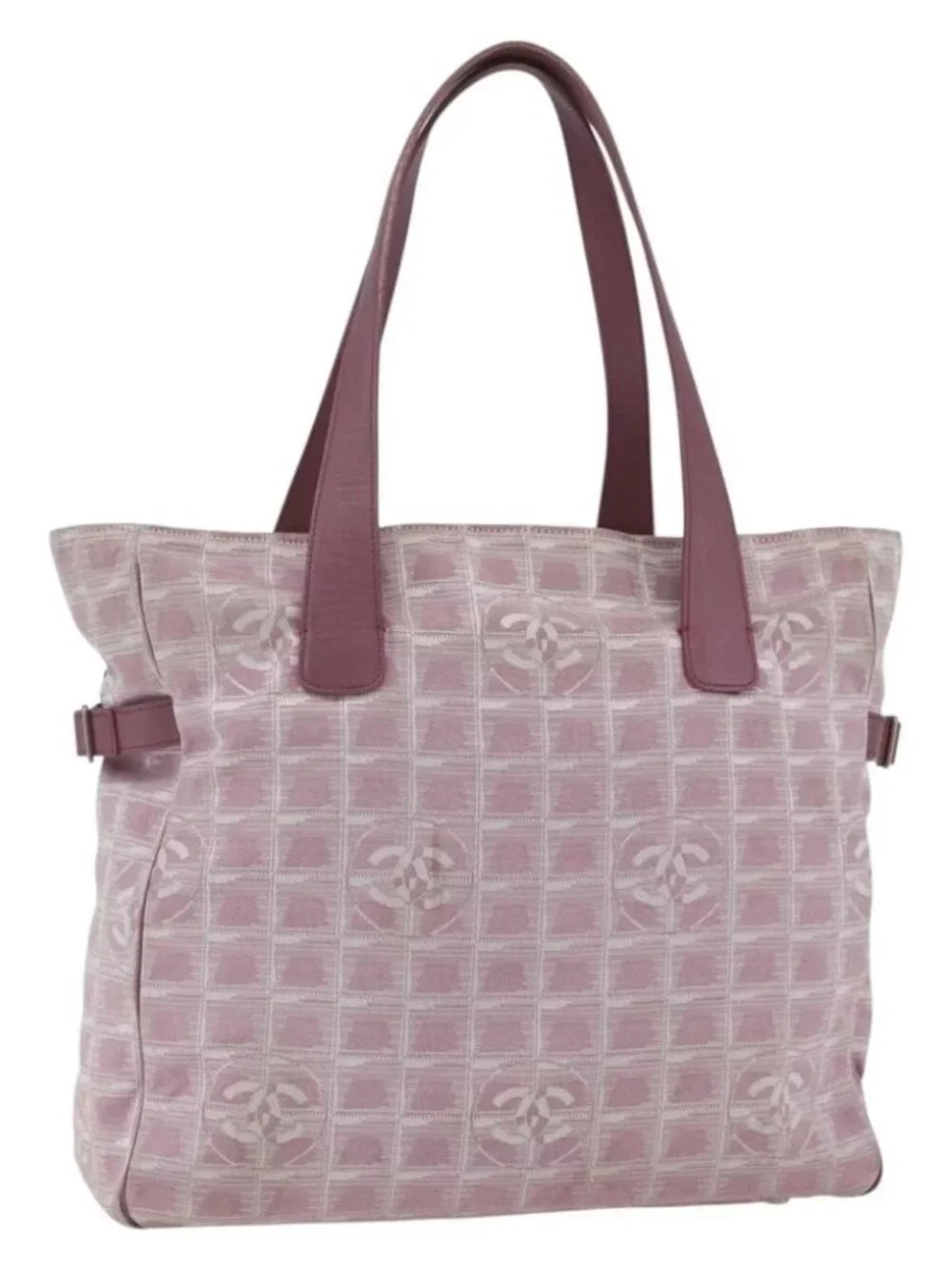 CHANEL New Travel line Tote Bag Pink Silver CC Auth 168739